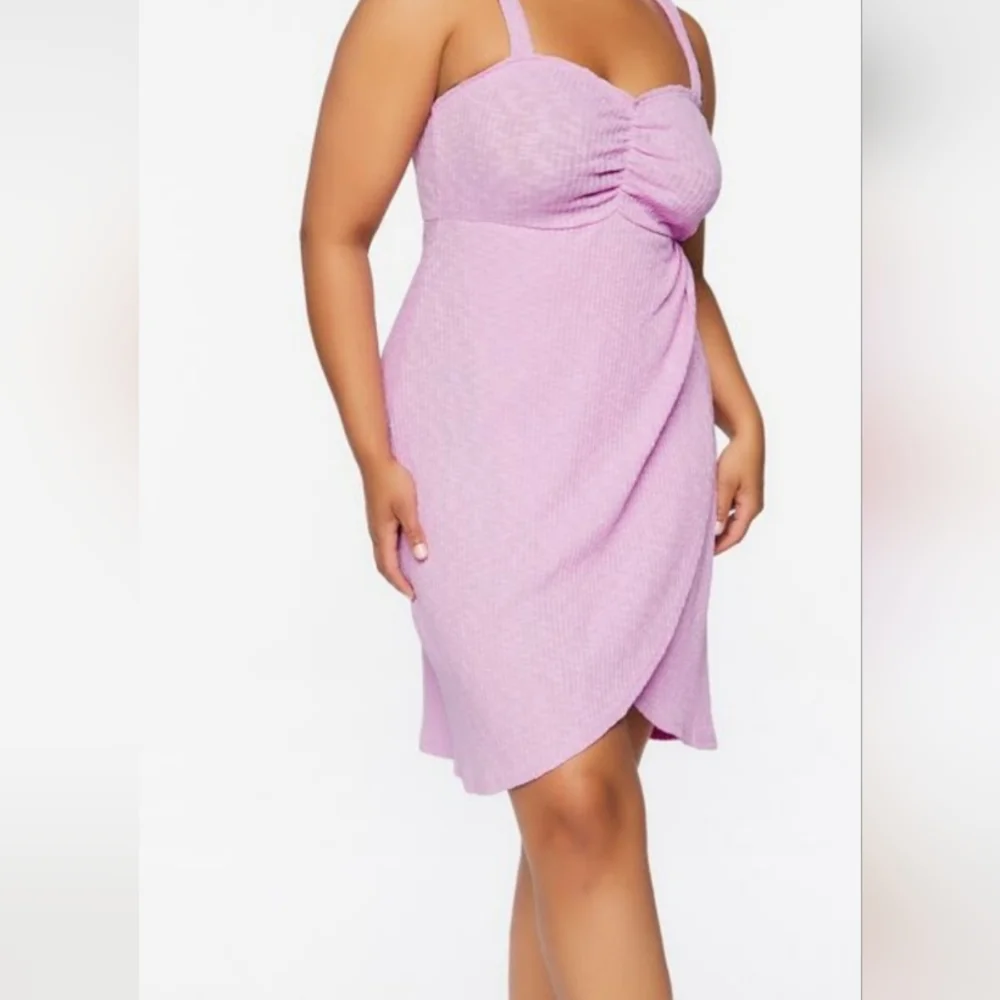 FOREVER 21 3X Plus Knee Length Dress Wisteria Lavender/Pink NWT Sweetheart Neck - Picture 10 of 14